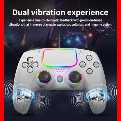 NBCP Wired Controller 2 Pack for PS5 & PC–Hall Effect Triggers | 6-Axis Gyro,Turbo Function,Dual Vibration,Wired Gamepad for PlayStation 5,Windows PC,Steam (White,2 Pack) - color: White-2 Pack
