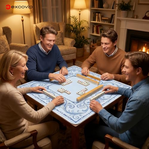 excovip Blue Mahjong Mat for Table, 31.5" x 31.5" Non-Slip Noise Reduction Mahjong Mat for Gifts, Mahjong, Poker, Board Games, Dominoe 1075 - color: 31.5x31.5inch-light Blue