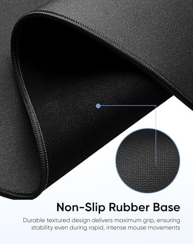 Reniteco Waterproof Large Office & Gaming Mouse Pad, 35.4" x 15.7", Black | Anti-Fray Stitched Edges, Premium Textured Surface, Non-Slip Rubber Base, Water and Stain Resistant Protection - color: Matte Black, size: 35.4''x15.7''x0.12"