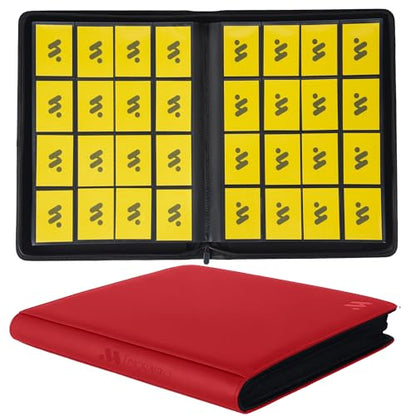 Card Binder 16 Pocket,Trading Card Binder Hold up to 1408 Cards with 44 Sleeves,Zipper Card Holder Album Compatible with TCG Card/Game Cards/Sports Card-Red - color: Red