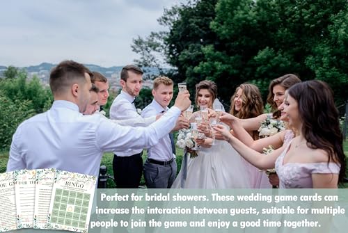 Wildflower Bridal Shower Games Set, 4 Games Includes Over Or Under, Advice for The Bride, Wedding Shoe Game, Find The Guest Bingo, 50 Double-Sided Cards, Wedding Party Supplies -03 - style: 4 Games Set-03