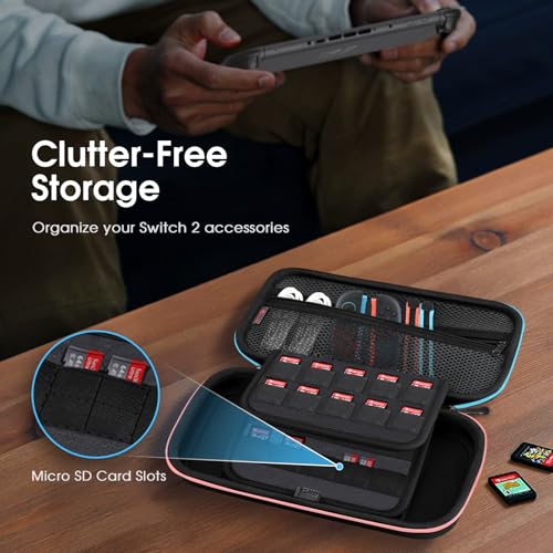 FINTIE Carrying Case for Nintendo Switch 2 (2025), Shockproof Hard Shell Switch 2 Case, Protective Cover Travel Bag with 19 Game Card & 2 Micro SD Card Slots & Inner Pocket, Darknight - color: Darknight