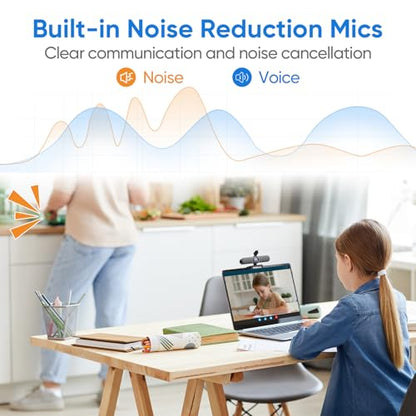 Full HD 1080P Webcam with Microphone, Auto-Light Balance, Rotatable Design,Privacy Cover, Plug and Play for Zoom, Skype,Web Conferencing - Compatible with Windows, Mac, Laptop, Desktop