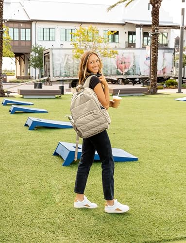 Uselike Travel Backpack for Women, 15.6 Inch Laptop Backpack, Quilted College Bookbag, Cute Work Backpacks, Water Resistant (Khaki Ash) - color: Khaki Ash