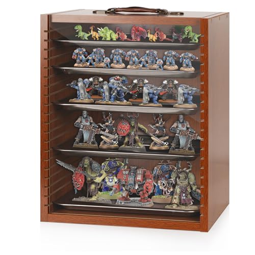 Miniature Carrying Case, Wooden Display Case for Action Figures, Brown | Miniature Storage, Miniature Display Case, Miniatures Transport Case, Display Shelf for Collectibles & Mini Figures - color: Brown