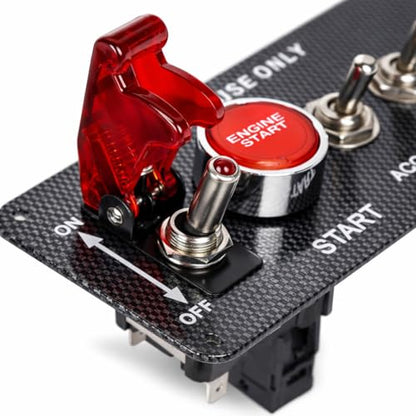 MGI SpeedWare 12V Racing Ignition Switch Panel with Push Start – Toggle Panel Kit for Race Car, Truck, & Boat (4-Switch) - size: 4-Switch