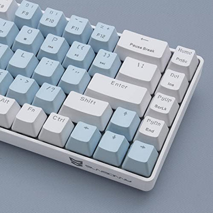 Qisan Mechanical Gaming Keyboard Dual Mode 2.4G/BT Wireless Keyboard with Blue Switch Mini Design (60% Keyboard) 68 Keys Computer Keyboard US Layout | Gaming Pc | Wireless Gaming Keyboard - color: Blue Switch Blue & White Combo Color