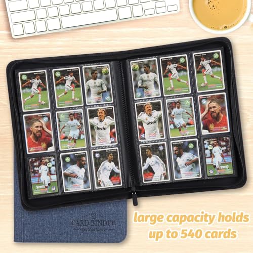 Trading Card Binder, Card Collection Binder with 540 Side Loading Pockets, 9 Pocket Album Folder for TGC,MTG, Baseball Cards, Yugioh (Blue) - color: blue