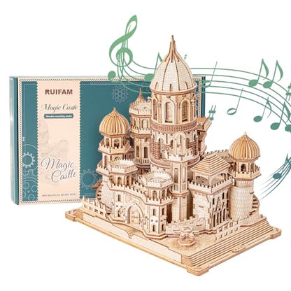 3D Wooden Puzzles DIY Mechanical Wooden Wide Model Kit 1000 Pcs 3D Puzzles for Adults Teens 14+Years Puzzle Enthusiasts Box Clockwork Enchanted Castle