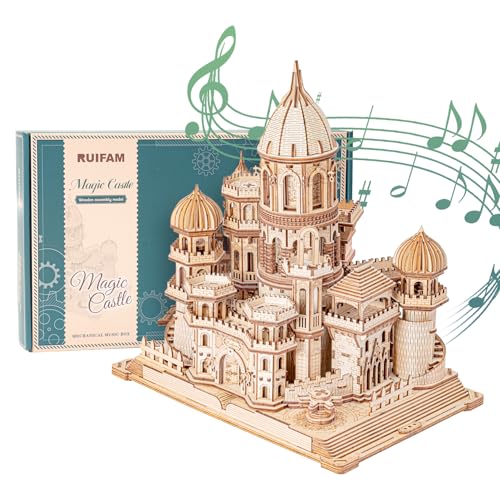3D Wooden Puzzles DIY Mechanical Wooden Wide Model Kit 1000 Pcs 3D Puzzles for Adults Teens 14+Years Puzzle Enthusiasts Box Clockwork Enchanted Castle