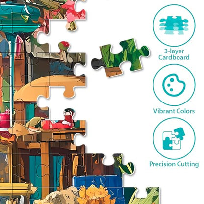 500 Pieces Puzzle for Adults, Beach House Flower Puzzle, Recycled Cardboard Jigsaw Puzzles 500 Pieces, Challenging Puzzles Game Home Art Decor Birthday Party Gift Toy for Teens Seniors 20.5 * 15 inch - style: Beach