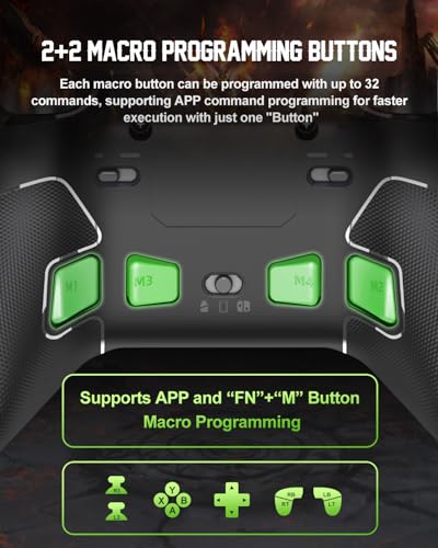 PXN P5 Wireless Gaming Controller for PC, Steam Deck, Switch, Android & iOS | Hall Effect Joysticks & Triggers, 1000Hz Polling, 4 Macro Buttons, 2.4G/BT/SW, Turbo, App