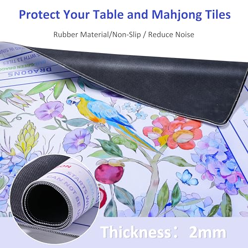 Purple Mahjong Mat（32.7"×32.7"） with Black Carrying Bag and 3 Dice, Anti-Slip&Noise-Reducing Table Cover for Mahjongg,Poker, Board Games, Dominoes, and Card Games