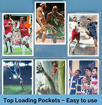 HERKKA Trading Card Sleeve Pages, 100 Pack 9 Pocket Album Pages 11 Holes Fit 3 Ring Binder - size: 100 pack