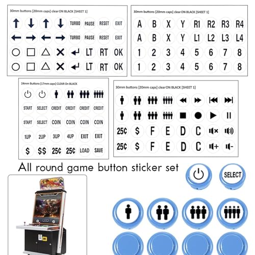 White Arcade Game Button Stickers (24mm/30mm Die-Cut Labels), Compatible with Standard Arcade Game - color: Game Button Labels Stickers White* 4 Pcs