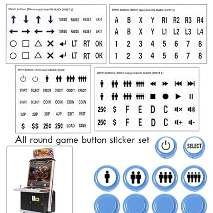 White Arcade Game Button Stickers (24mm/30mm Die-Cut Labels), Compatible with Standard Arcade Game - color: Game Button Labels Stickers White* 4 Pcs