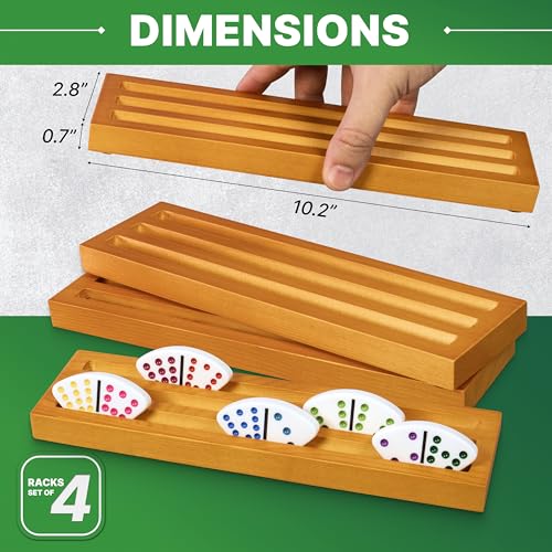 Queensell Loomino Holders – Curved Domino Racks Set of 4 – Loomino Mexican Train Game Accessories – Wooden Domino Trays - size: Loomino Holders