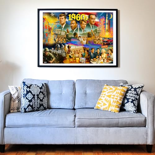 Think2Master 1960s 500 Pieces Very Large Pieces Jigsaw Puzzle: 13+, Teens, Adults & Seniors. Travel Back in Time with the Nostalgic Collage. Great Gift. Size: 26.8” X 18.9” - style: 1960s