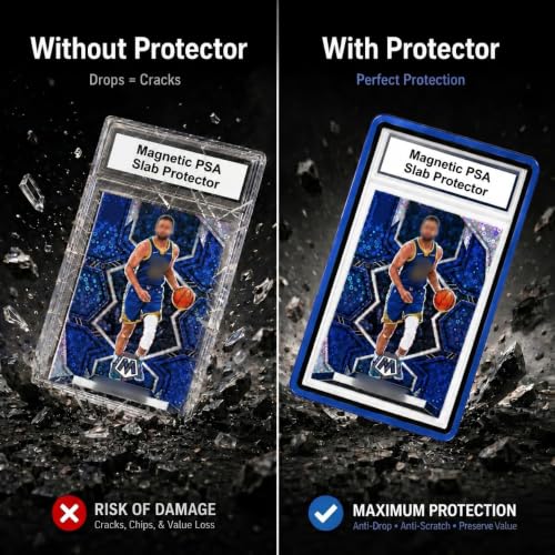 PSA Slab Case with 9-Point Secure Lock, Aluminum Alloy Graded Card Case, Magnetic UV Protection Slab Protector Fits 35PT PSA, CGC, CSG Cards, Professional Display Frame for Sports Cards (dark blue) - color: dark blue