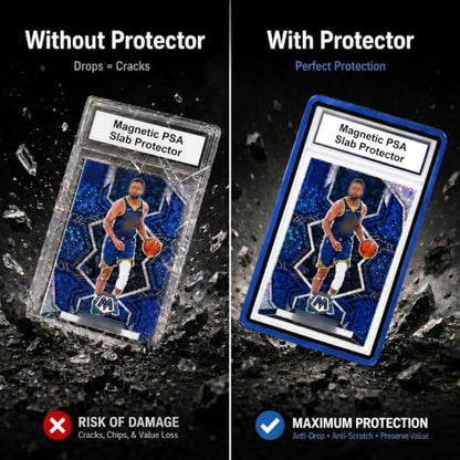 PSA Slab Case with 9-Point Secure Lock, Aluminum Alloy Graded Card Case, Magnetic UV Protection Slab Protector Fits 35PT PSA, CGC, CSG Cards, Professional Display Frame for Sports Cards (dark blue) - color: dark blue