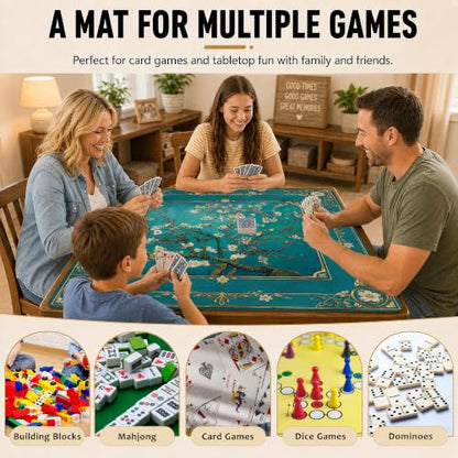 Almond Blossom Mahjong Mat for Table 31.5 x 31.5 Non Slip Noise Mah Jongg Mats for Dominoes Poker Card Board and Tile Games Gifts - color: Almond Blossom