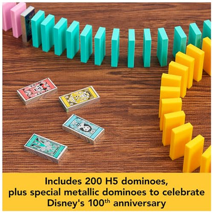 Spin Master Games Disney 100 H5 Domino Creations Classic Game | Design, Build, & Topple, Develops Motor Skills, Create Disney-Inspired Art, Includes 200 Dominoes, 1+ Players, Ages 5+ - style: Disney Dominoes Set