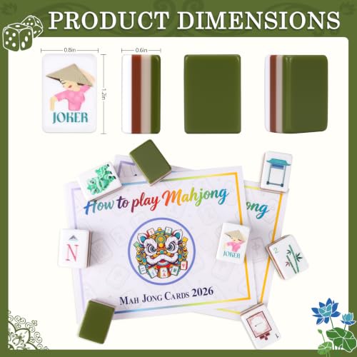 160 Acrylic American Mahjong Tile Set for Beginners, Mah Jong Lovers | 1.2” 2026 New Premium Green Tiles, Mahjong Set with Carrying Bag and Accessories, 3D Engraved 4 Layer Mahjong Tiles - color: Green