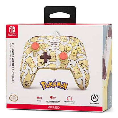PowerA Enhanced Nintendo Switch and Switch 2 Wired Controller – Pikachu Blush, Officially licensed - color: Pikachu Blush