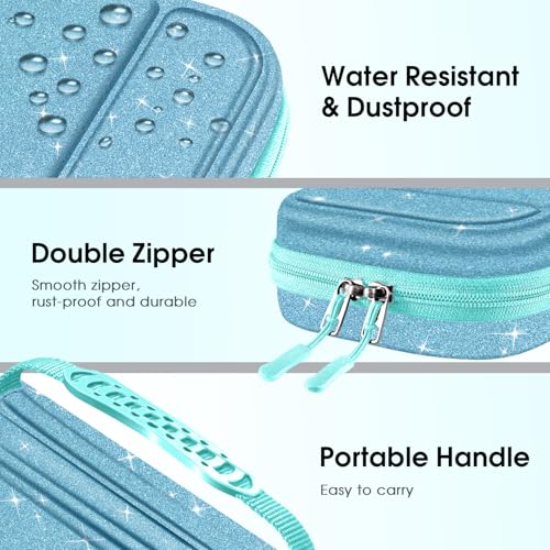 FINTIE Carrying Case for Nintendo Switch 2 (2025), Shockproof Hard Shell Switch 2 Case, Protective Cover Travel Bag with 19 Game Card & 2 Micro SD Card Slots & Inner Pocket, Glittering Blue - color: Glittering Blue