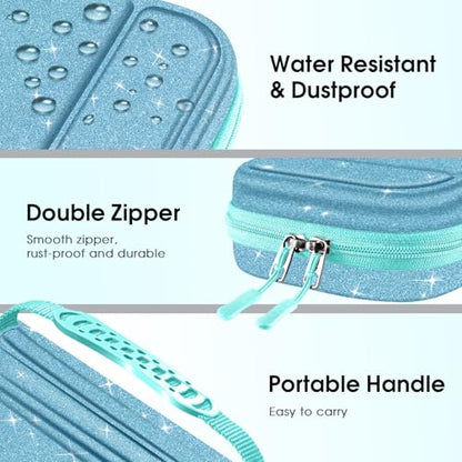 FINTIE Carrying Case for Nintendo Switch 2 (2025), Shockproof Hard Shell Switch 2 Case, Protective Cover Travel Bag with 19 Game Card & 2 Micro SD Card Slots & Inner Pocket, Glittering Blue - color: Glittering Blue