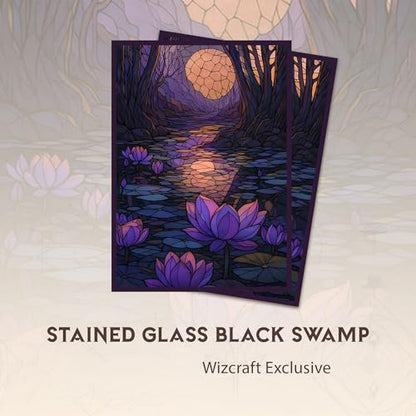 Stained Glass Black Mana - MTG Card Sleeves, 104ct, Standard Size | Perfect for Double Sleeving, Smudge Resistant Matte Back, Standard 66x92mm - Compatible with Magic The Gathering & TCG Cards - color: Black Mana