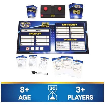 Spin Master Games Family Feud: Deluxe Buzzer Edition Board Game | Survey Says Fun, Guess The Most Popular Answers, Features Buzzer with Lights & Sounds, For 3 or More Players, Ages 8 & Up