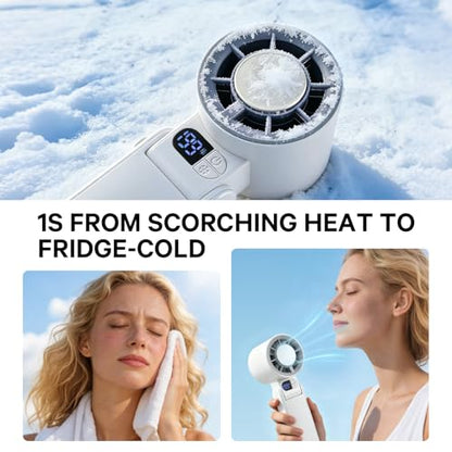 Handheld Portable Turbo Fan with Ice Cooler Personal Cooling Device | 199 Speeds,Digital Display, Up to 12H Runtime, Rechargeable Powerful Mini Personal Fan for Travel/Concerts/Sport Events/Gifts - color: White