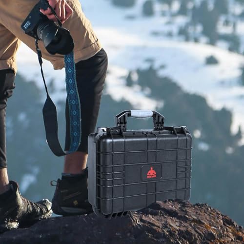 Jack Boss 16x 12.8x 6.8 Inch Hard Case, Portable Weather Waterproof Protective Camera Case with Customizable Foam, Fit Use of Drones, Camera, Equipments, Black - color: BLACK, size: 16x12.8x6.8 in