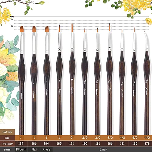 Miniature Paint Brushes, Fuumuui 11pcs Micro Detail Paint Brushes for Model, Paint by Numbers - Fine Detail Paint Brush Set for Acrylic, Watercolor, Oil - color: Brown