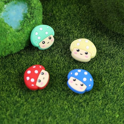 Switch Joycon Thumb Grips Caps, 4 PCS Cute Kawaii 3D Silicone Analog Thumbstick Button Cover Compatible with Nintendo Switch Lite/OLED Joystick Caps (Multicolor Mushroom) - color: Multicolor Mushroom