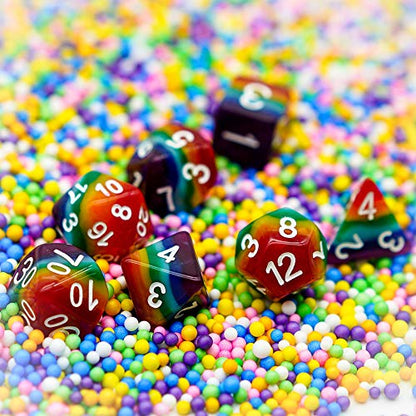 Cusdie 7-Die Rainbow Dice Polyhedral DND Dice Set for Role Playing Game (Rainbow-Opaque) - color: Rainbow-opaque