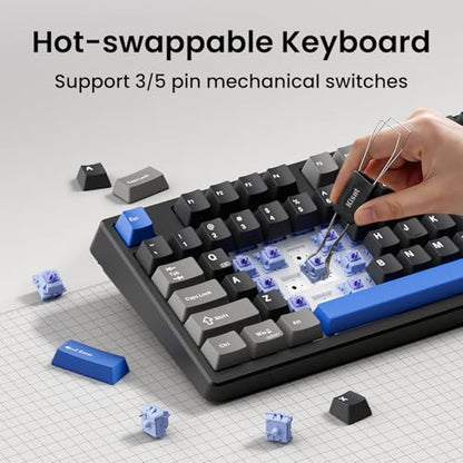 Kisnt KN85 Wireless Mechanical Keyboard, 75% Layout, Bluetooth/2.4GHz/USB-C, Custom RGB Backlit, Hot-Swappable Linear Switch, Creamy Sound for Gaming/Typing (Textured Black) - color: Textured Black