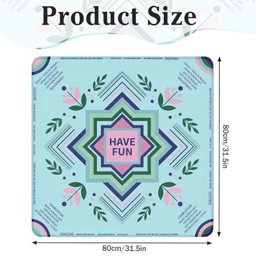 Britimes Mahjong Mat with Black Carrying Bag,31.5"x31.5", Geometric Boho | Floral Non-Slip Noise Reduction Gaming Mat Rubber Multi Purpose Game Table Cover for Mahjong Card Dominoes Board Tile Games - color: Blue-green