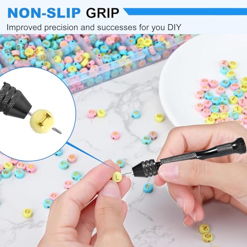 26 PCS Micro Drill Bit Set, Pin Vise Hand Drill Manual Jewelry w/Micro Drill Bits (0.5mm-2.5mm), Rotary Craft Drill for Jewelry Making, Resin, Wood, Plastic, Miniature, Beads, Clay