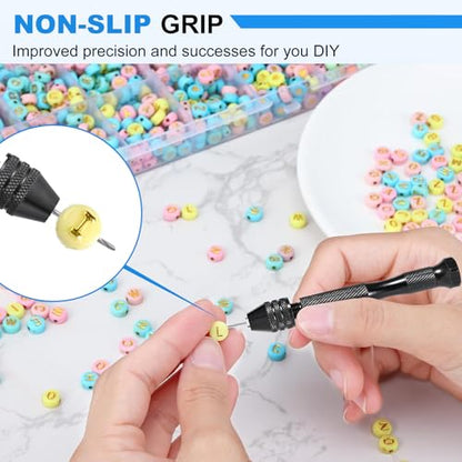 26 PCS Micro Drill Bit Set, Pin Vise Hand Drill Manual Jewelry w/Micro Drill Bits (0.5mm-2.5mm), Rotary Craft Drill for Jewelry Making, Resin, Wood, Plastic, Miniature, Beads, Clay