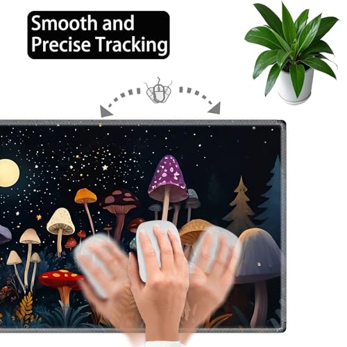 Large Gaming Mouse Pad Set with Wrist Support – 31.5" x 11.8" 4-in-1 XXL Mousepad with Keyboard Wrist Rest, Mouse Wrist Rest & Coaster – Ergonomic Desk Mat for Office, Home – Mushroom - color: Mushroom