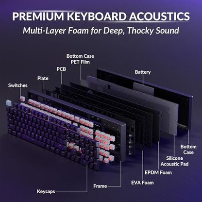 Keychron K10 HE Wireless Hall Effect Keyboard, Full-Size, Rapid Trigger, Adjustable Actuation, 2.4GHz/Bluetooth/Wired, RGB Backlit, Lime Silent Red Magnetic Switch, for Mac/Windows/Linux - color: Silent Red Switch