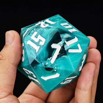55mm 20 Sided DND Dice, Giant D20 D&D Polyhedral Dice Large D20 with Die Gift Box for RPG Table Games (Green with White/White Number) - color: Green With White/White Number