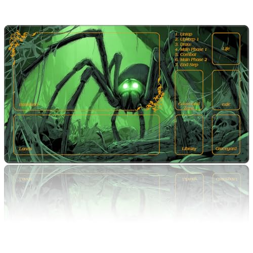 for MTG Playmat with Zones 24 x 14 inches for TCG Playmats Non-Slip Rubber Base Commander Play Mat for MTG Mat Iorcana Trading Card Game, Giant Spider Cave Canvas - color: Giant Spider Cave Canvas, size: 24" x 14"