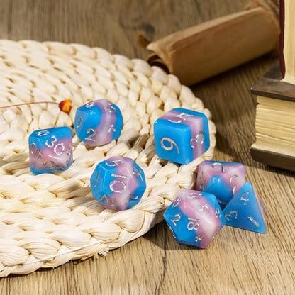 DND Dice Set Blue-Pink Polyhedral Dice Set for D&D Tabletop Games | Leather Storage Bag, DM Gift, for Dungeons and Dragons Role Playing Games - color: Blue&pink5