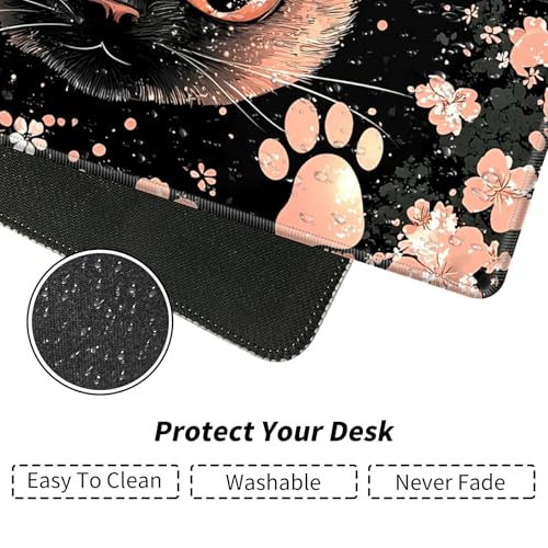 Cute Pink and Black Cat for MTG & TCG Playmat Mouse Pad,BFDHGQZC 24" x 14" Game Mat for MTG/RPG/CCG Trading Card Game Playmats Table Mat Perfect for Card Games Video Games Computer Office - color: Cute Pink and Black Cat