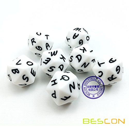 Bescon Alphabet Dice 20 Faces A-T Uppercase, 20 Sides Letter Dice, 3pcs per Set - color: Alphabet Dice 20 Faces A-t Uppercase, 3pcs Set