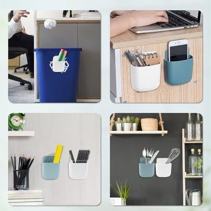8 Pack Remote Control Holder Wall Mount Self Adhesive Wall Mounted Storage Box Pen Storage Containers for Home Office School