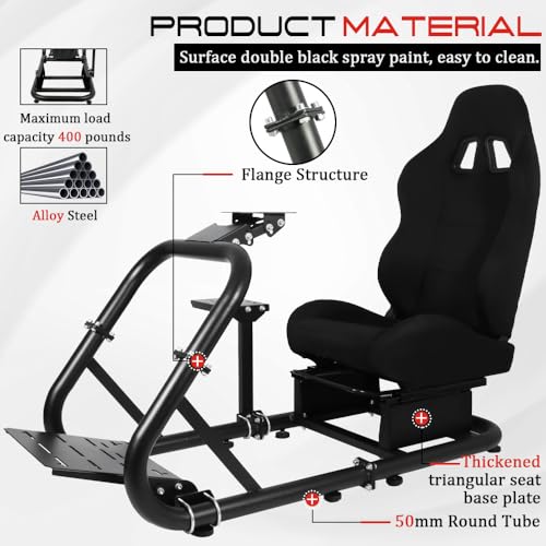 Marada Racing Simulator Cockpit with Comfort Seat Fit for Logitech G25 G27 G29 G920 G923, for Thrustmaster T300, for Fanatec,Adjustable Sim Gaming Stand,No Wheel Pedal Shifter